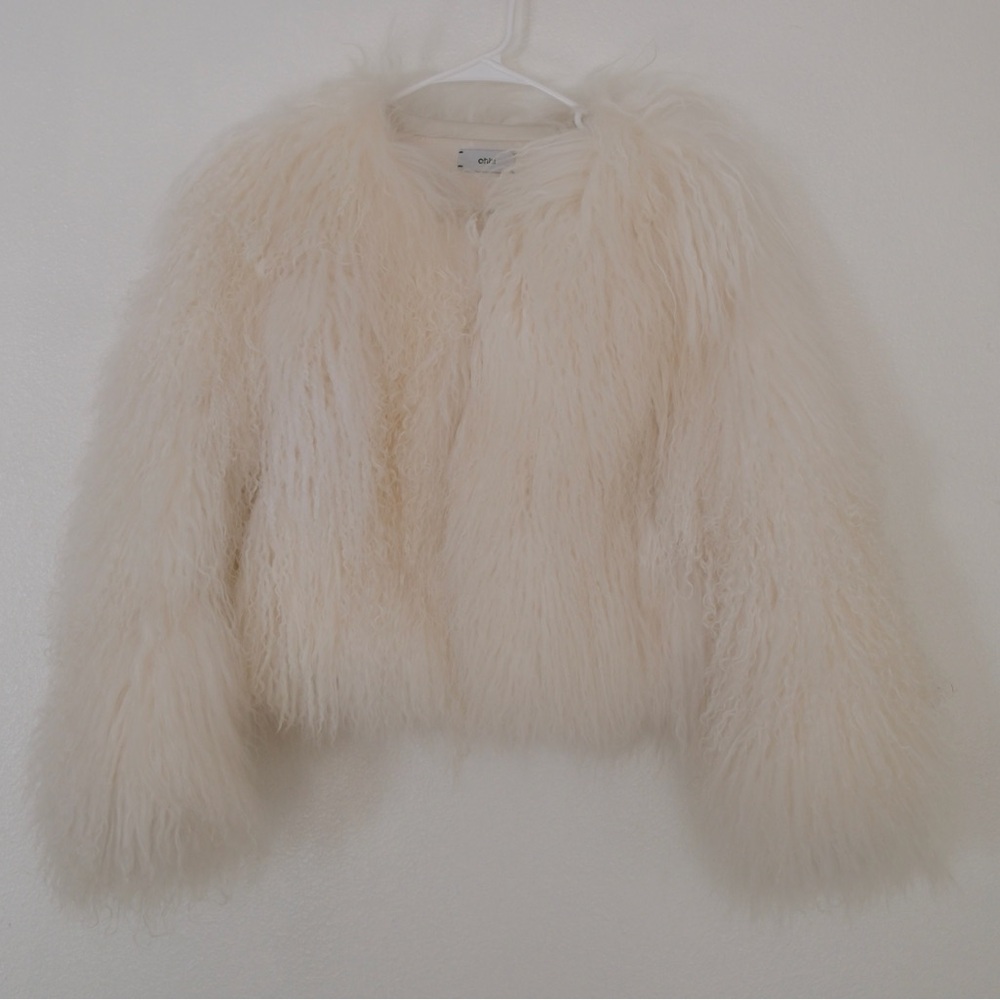 Pure white full Mongolian fur coat
